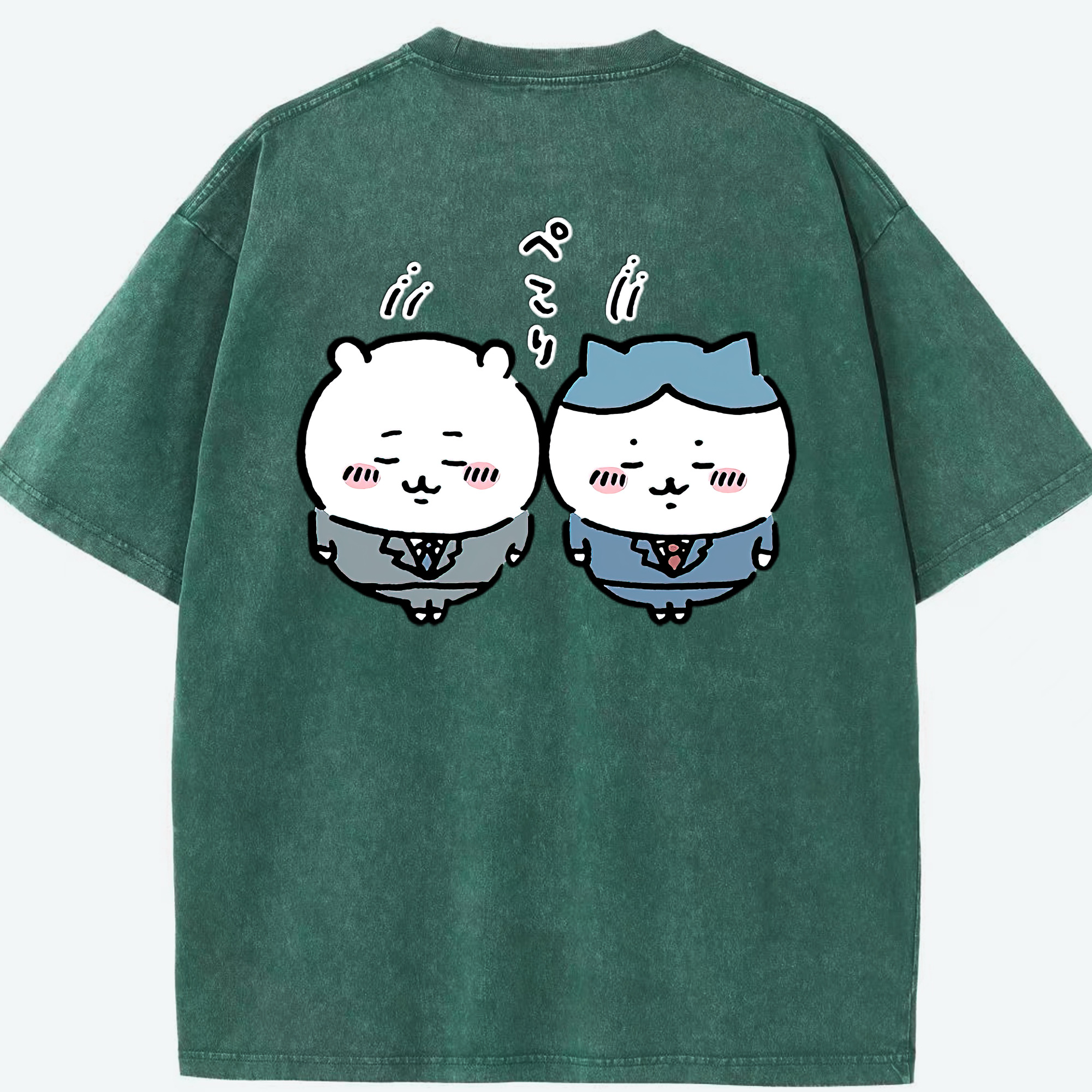 （画像用） ちいかわ ハチワレ Chii-kawa hachiware 綿100% ヴィンテージ風 半袖Tシャツ（背面プリント）
